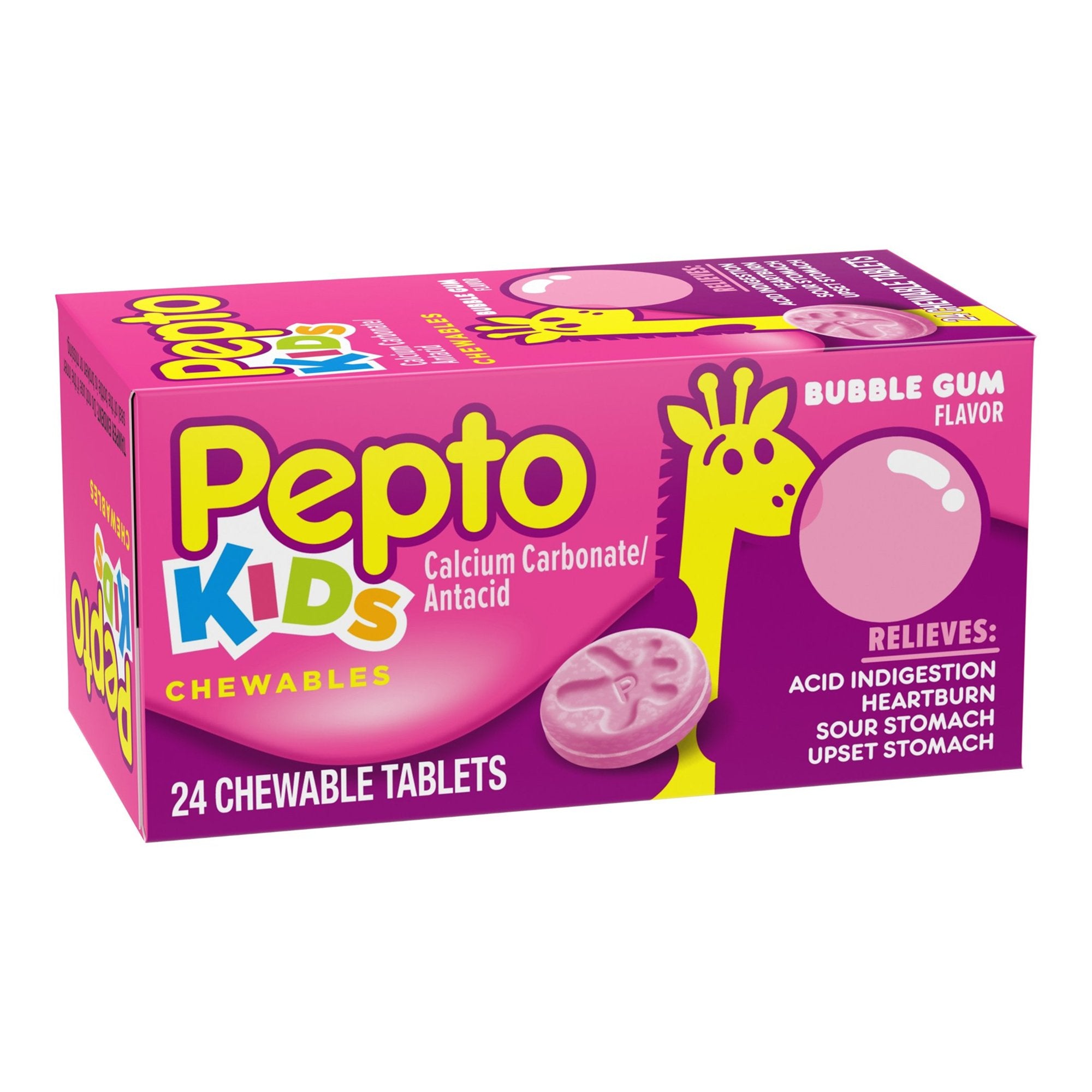 Pepto Kids Chewable Tablets Bubble Gum Flavor