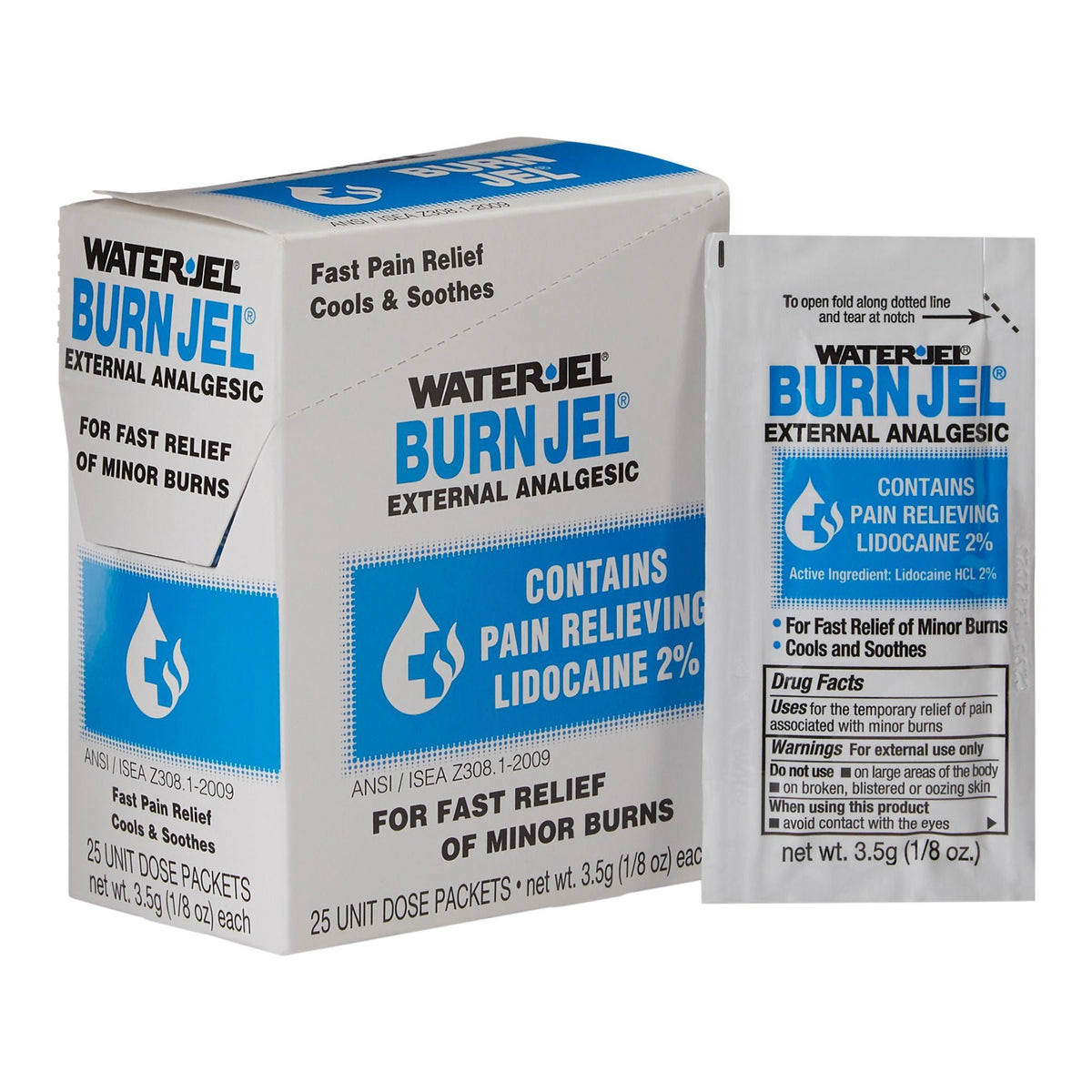 Water Jel® Burn Jel® Lidocaine Burn Relief — Box of 25