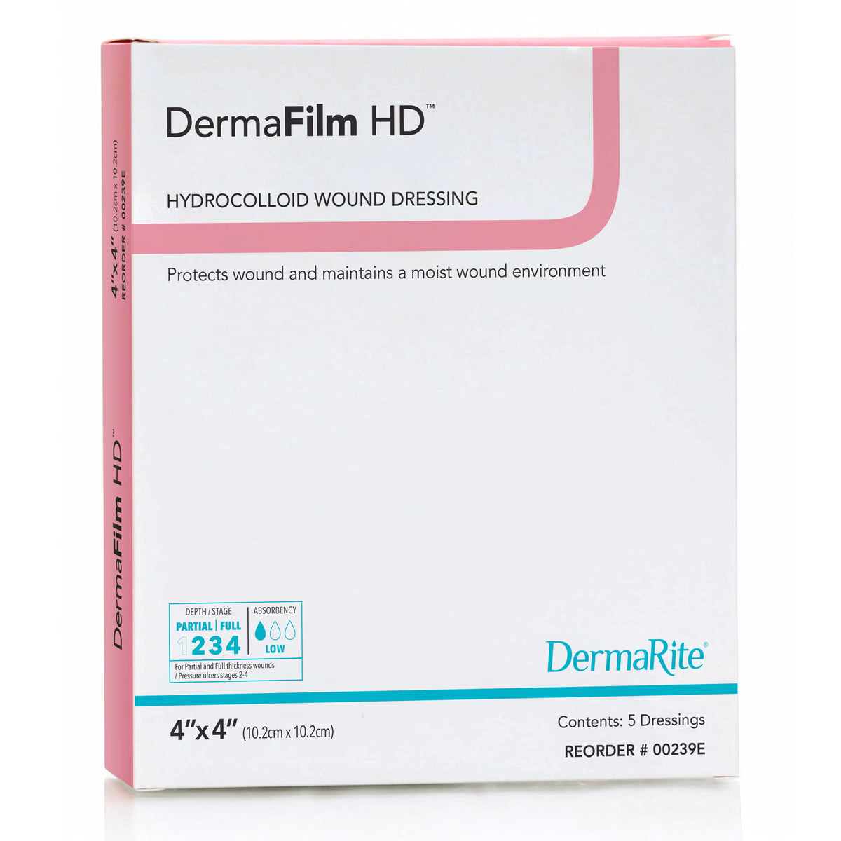 DermaFilm® HD Hydrocolloid Dressing, 4 x 4 Inch — Box of 5