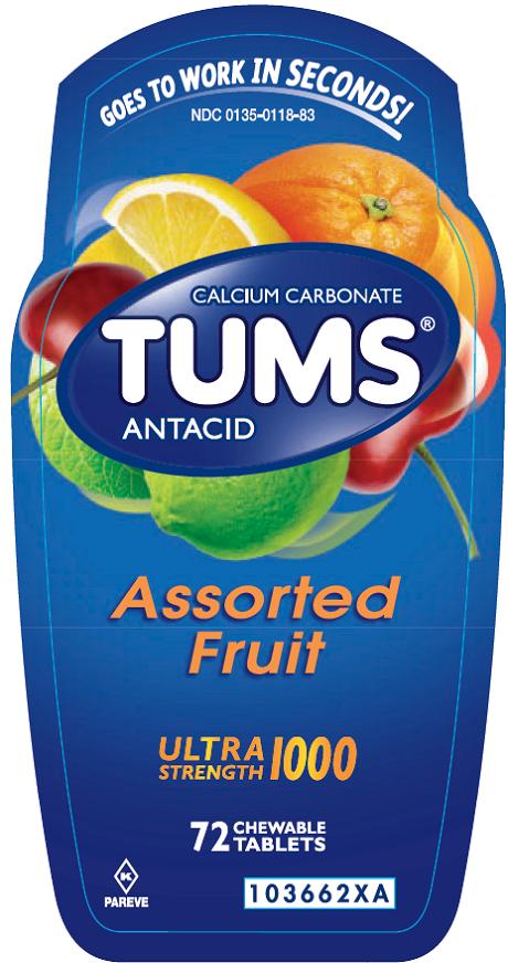 Tums® Ultra Strength 1000 Antacid Chewable Tablets Assorted Fruit