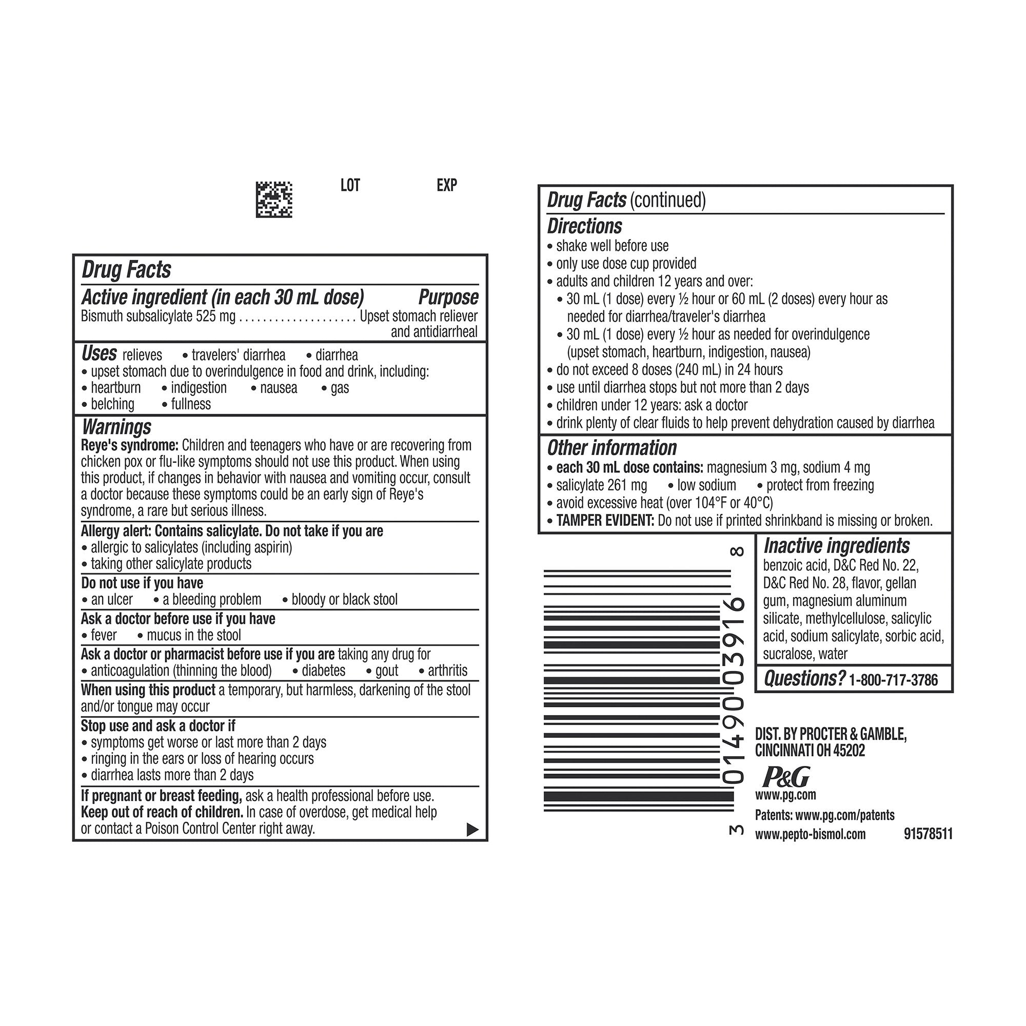 Pepto Bismol Regular Anti-Diarrheal 16oz Bottle