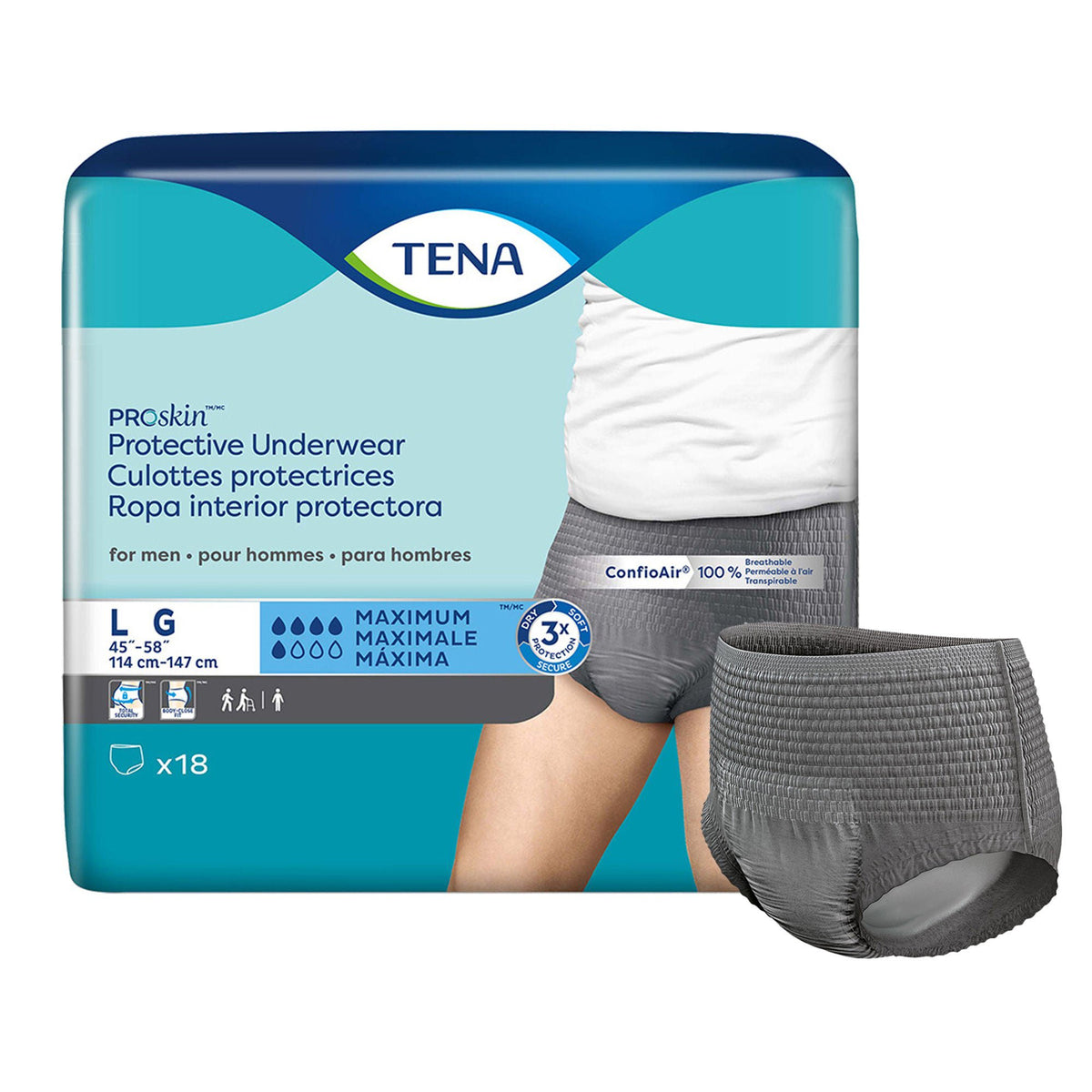 Tena® ProSkin™ Maximum Absorbent Underwear for Men, Large — Bag of 18