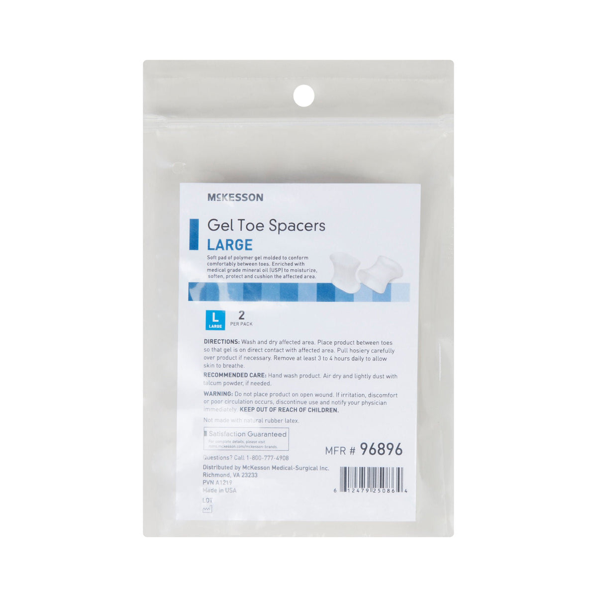McKesson Gel Toe Spacers, Large — Pack of 2