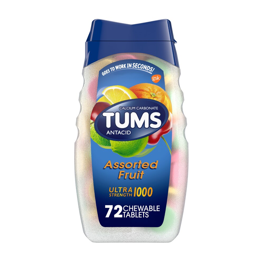 Tums Ultra Strength 1000 Antacid Chewable Tablets Assorted Fruit