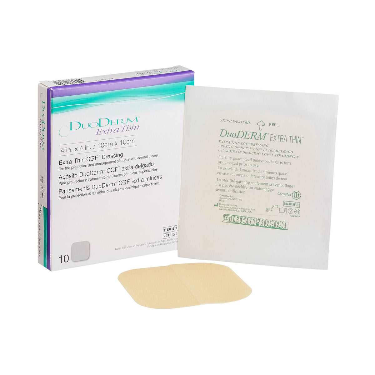DuoDerm® Extra Thin Hydrocolloid Dressing, 4 x 4 Inch — Box of 10
