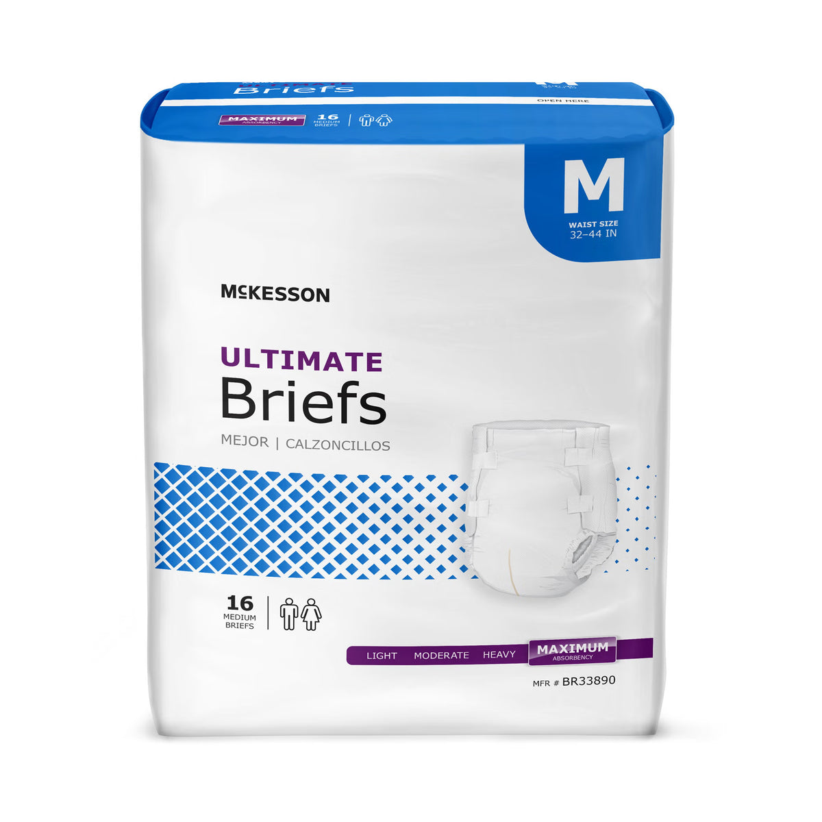 McKesson Ultimate Heavy Absorbency Incontinence Brief, Medium — Bag of 16
