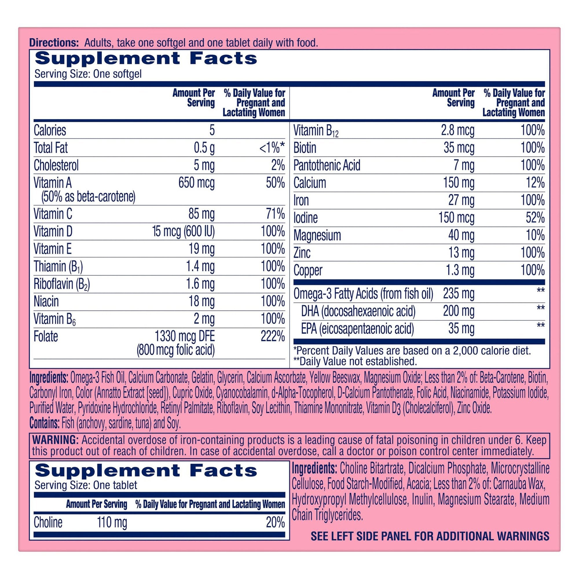 One A Day Prenatal Advanced Softgels and Tablets