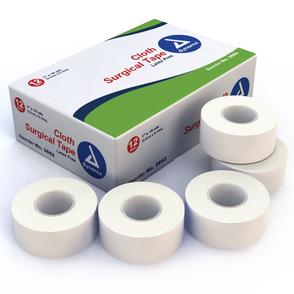 dynarex® Cloth Medical Tape, 1 Inch x 10 Yard, White — Box of 12