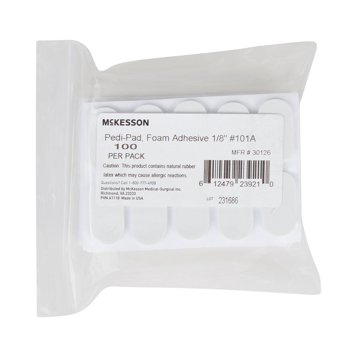 McKesson Pedi-Pad Adhesive Protective Pad, Size 101-A — Pack of 100