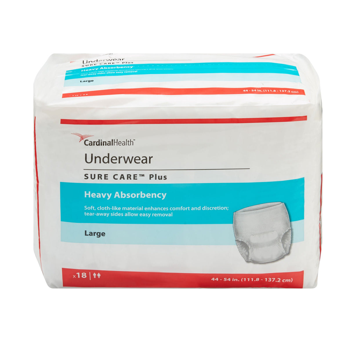 Sure Care™ Plus Heavy Absorbent Underwear, Large — Bag of 18