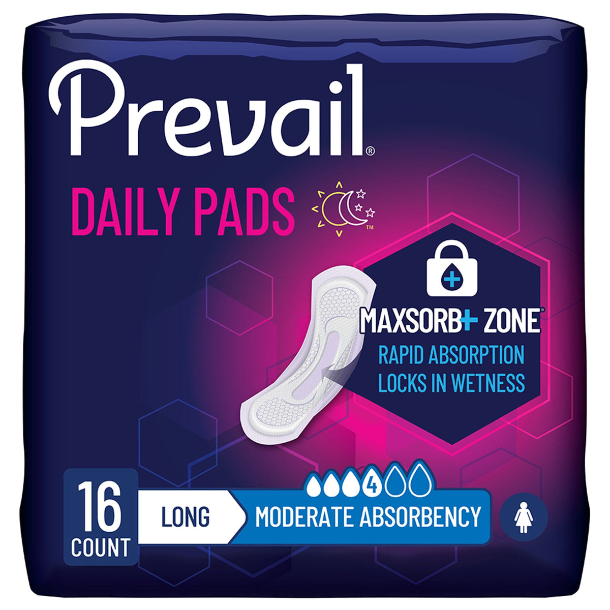 Prevail® Daily Pads Moderate Bladder Control Pad, 11-Inch Length — Bag of 16