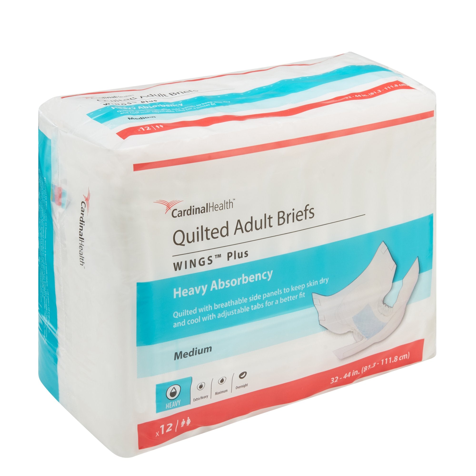 Wings Plus Quilted Heavy Absorbency Incontinence Brief Medium - Case