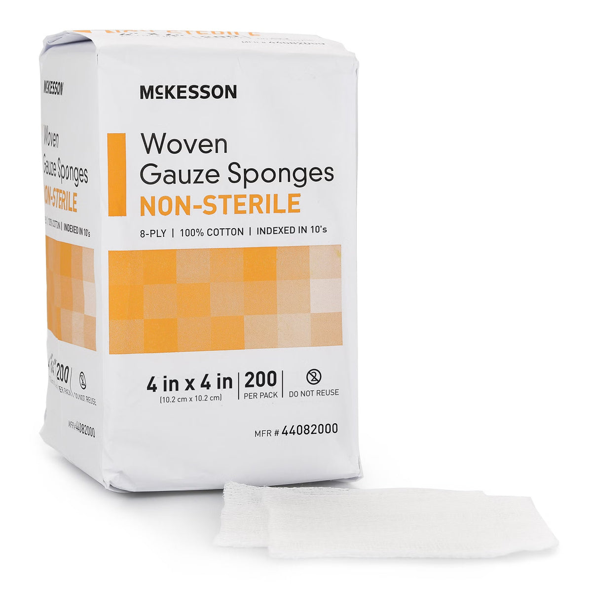 McKesson Gauze Sponge, 4 x 4 Inch, Eight Ply — Bag of 200