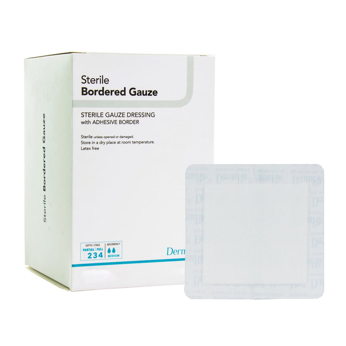 DermaRite® Sterile Gauze Adhesive Dressing, 4 x 10 Inch — Box of 25