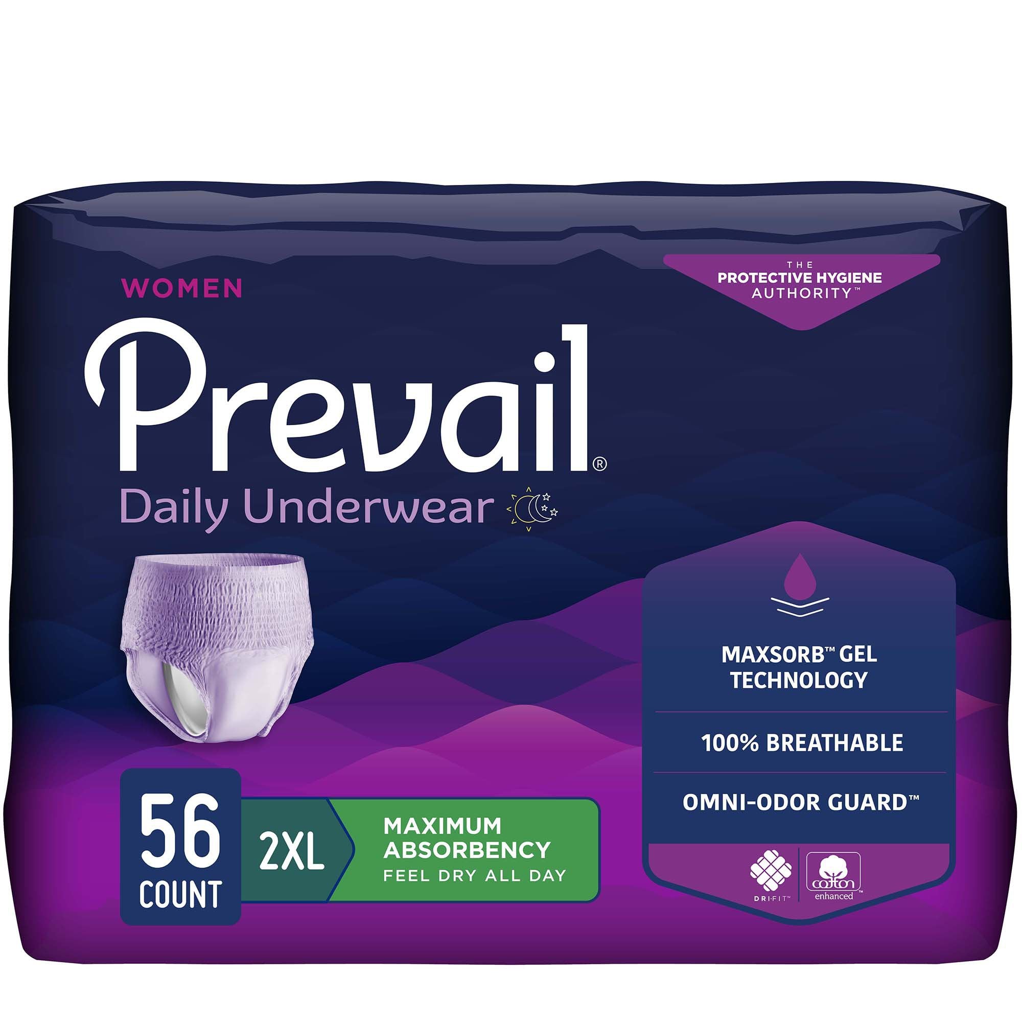 Prevail for Women Daily Absorbent Underwear, 2X-Large