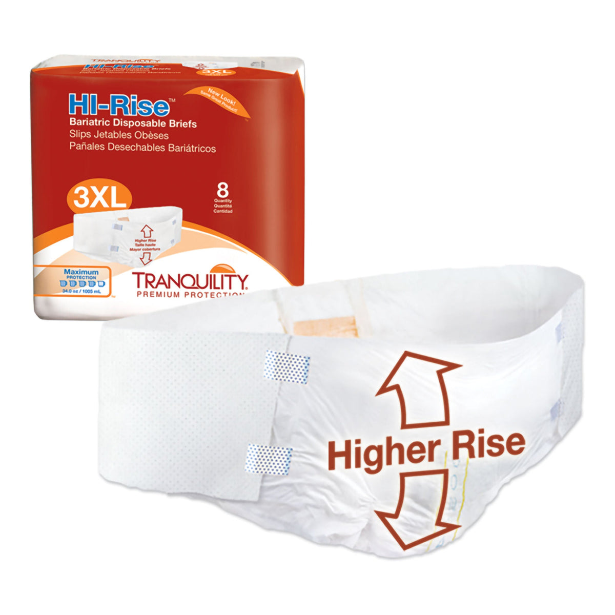 Tranquility® HI-Rise™ Maximum Absorbency Bariatric Incontinence Brief