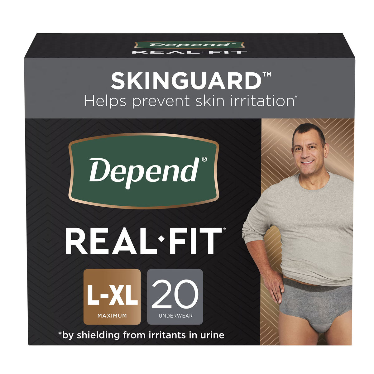 Depend® Real Fit® Maximum Absorbent Underwear, Large / Extra Large — Pack of 20
