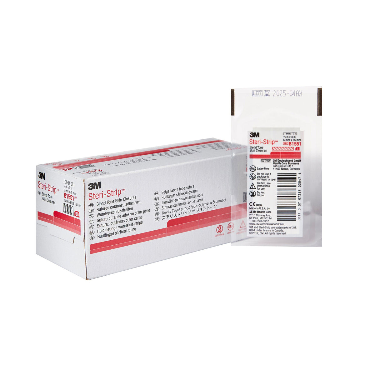 3M Steri-Strip Blend Tone Skin Closures, Beige, 1/4 inch X 3 inch, nonwoven — Box of 50