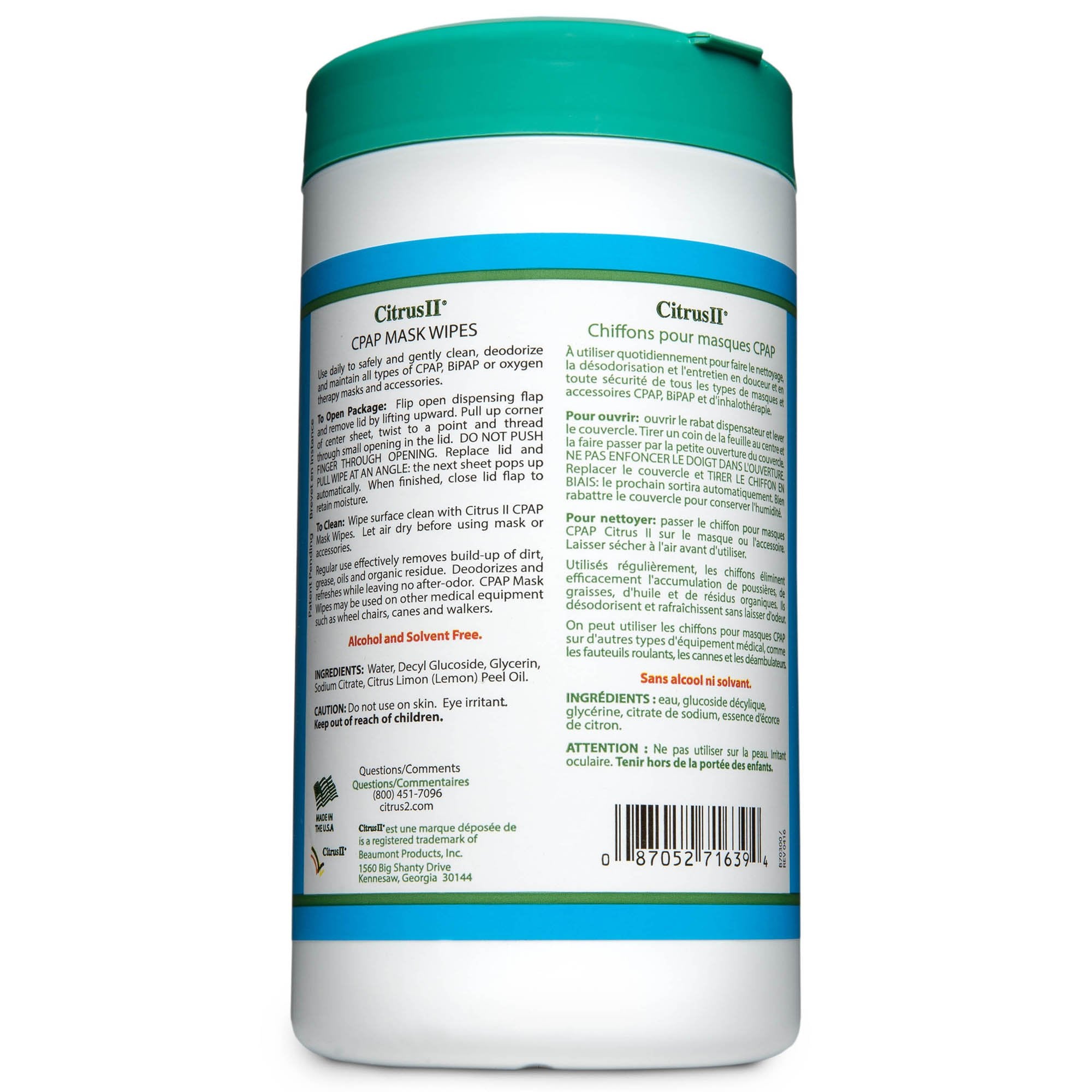 Citrus ll CPAP Mask Cleaner Wipe, 5 x 8 Inch