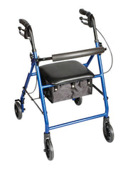 Carex® Classics Four-Wheel Rollator, 30 – 36 Inch, Metallic Blue