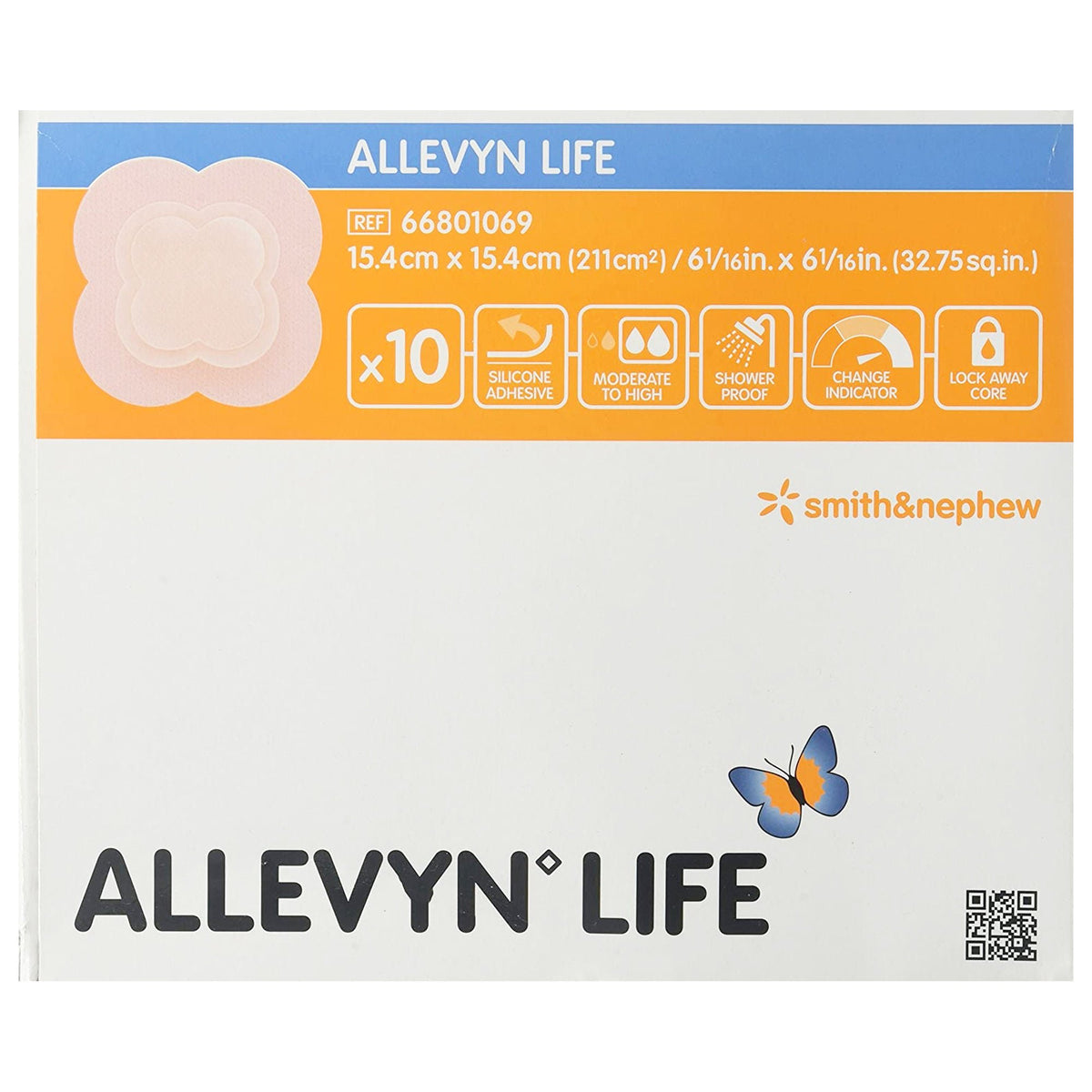 Allevyn Life Silicone Foam Dressing, 6 x 6 Inch Quadrilobe — Box of 10