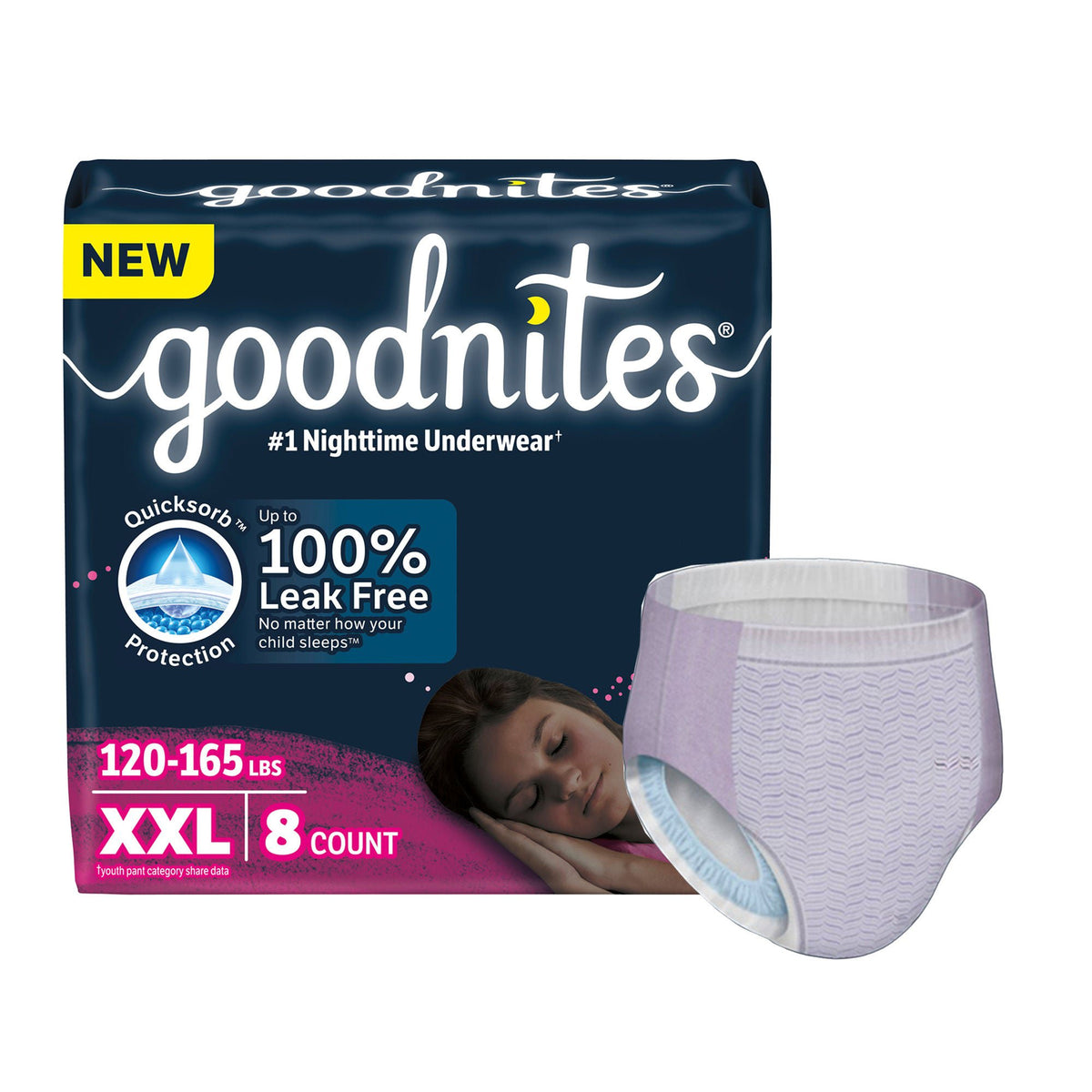 GoodNites® Nighttime Underwear for Girls, 2X-Large — Pack of 8