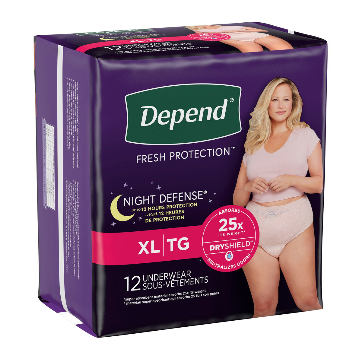 Depend® Night Defense® Women's Absorbent Underwear, X-Large — Pack of 12