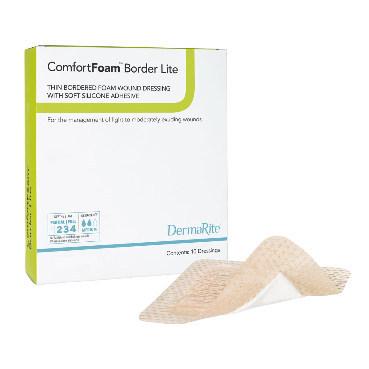 ComfortFoam™ Border Lite Thin Bordered Foam Wound Dressing, 2 x 2 Inch — Box of 10