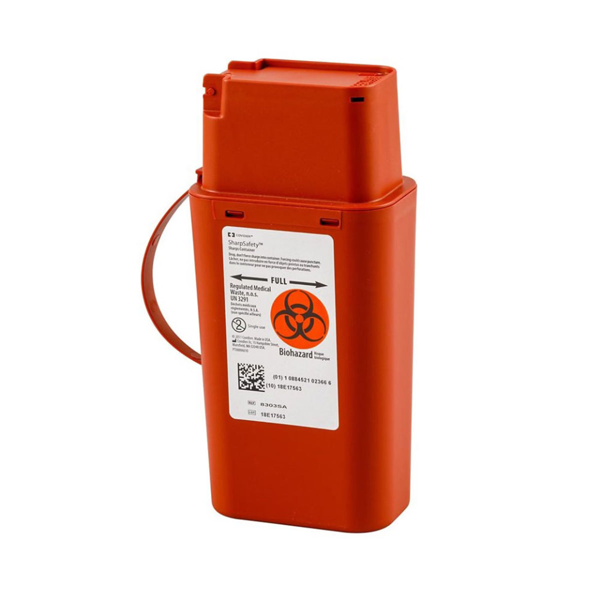 SharpSafety™ Sharps Transport Container, 1 Quart, 8.75 x 2.5 x 4.5 Inch — Case of 20