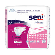 Seni® Super Quatro Severe Absorbency Incontinence Brief, Large — Pack of 9