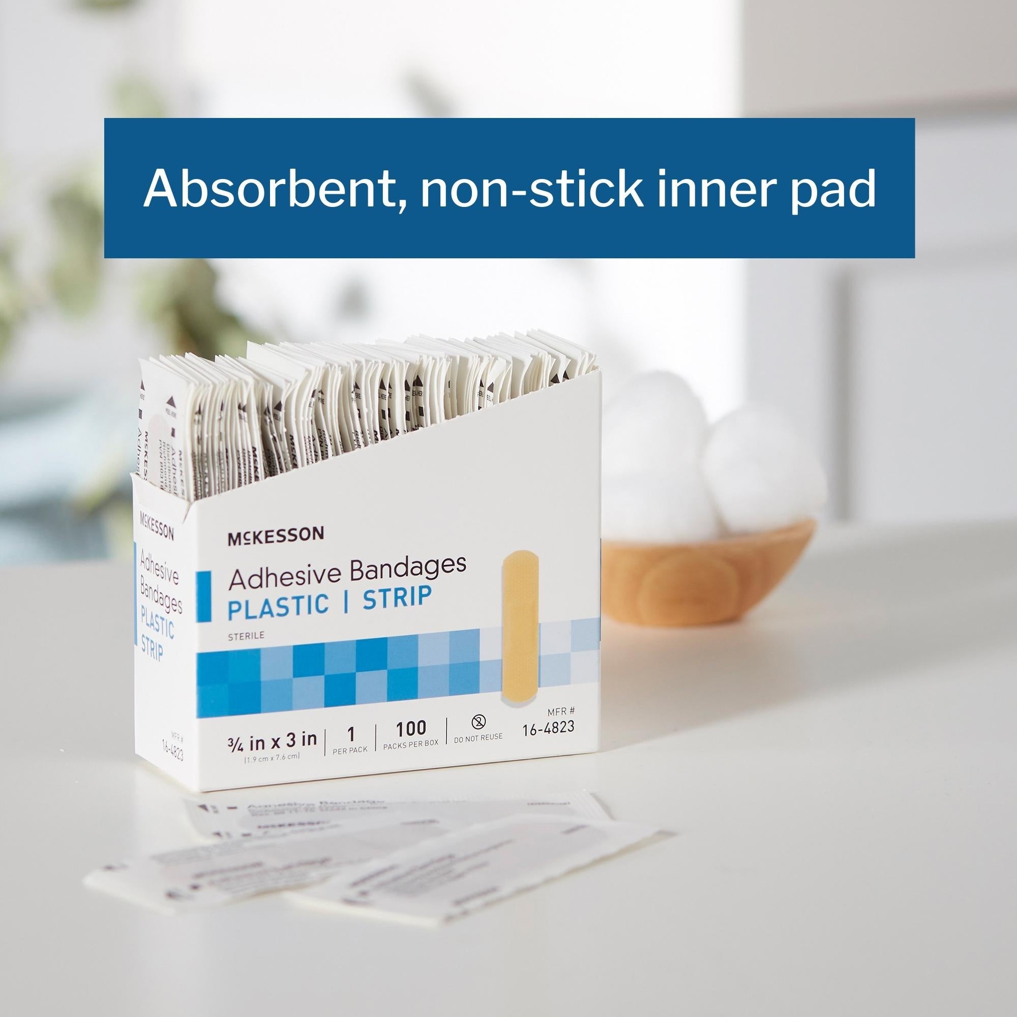 McKesson Adhesive Strip/Plastic Patch, 3/4 x 3 Inch