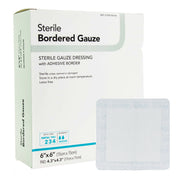 DermaRite® Bordered Gauze Island Dressing, 6 x 6 Inch — Box of 25