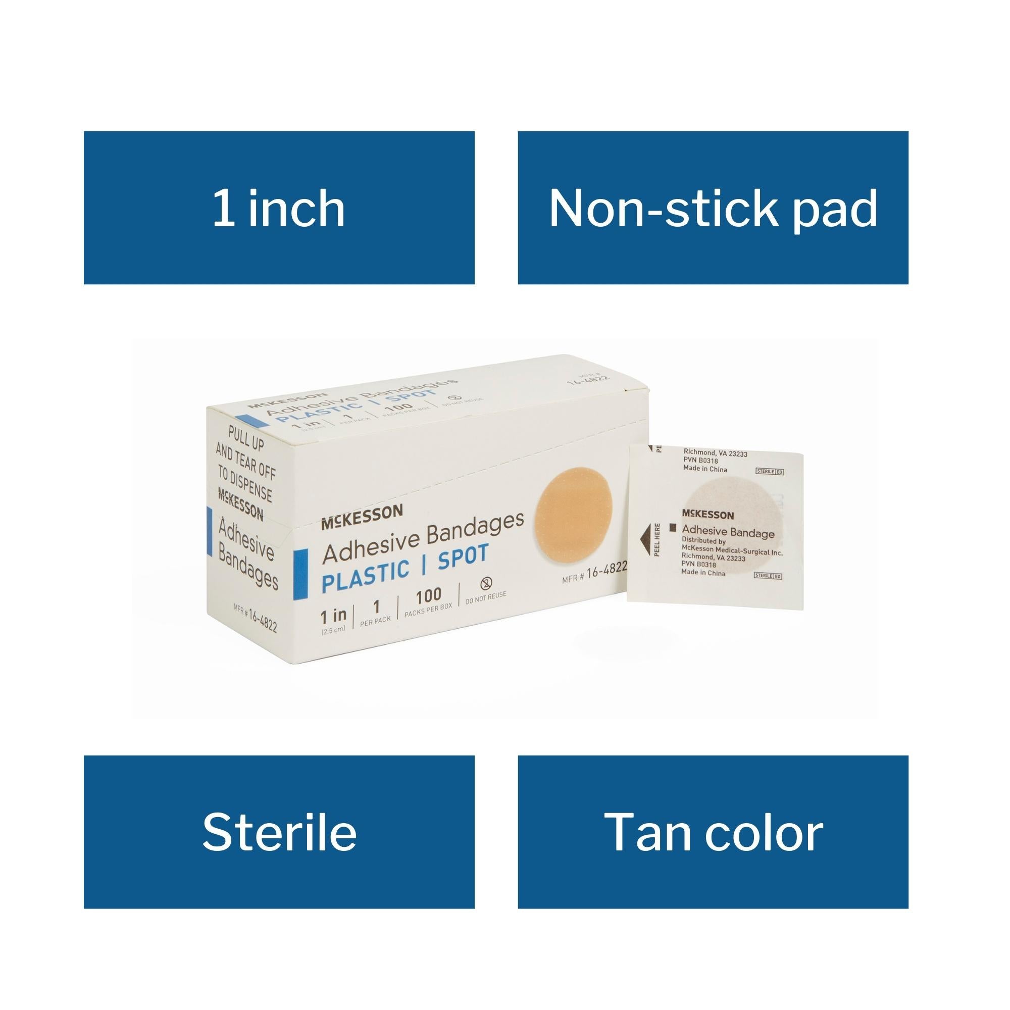 McKesson Round Tan Adhesive Spot Bandage, 1 Inch