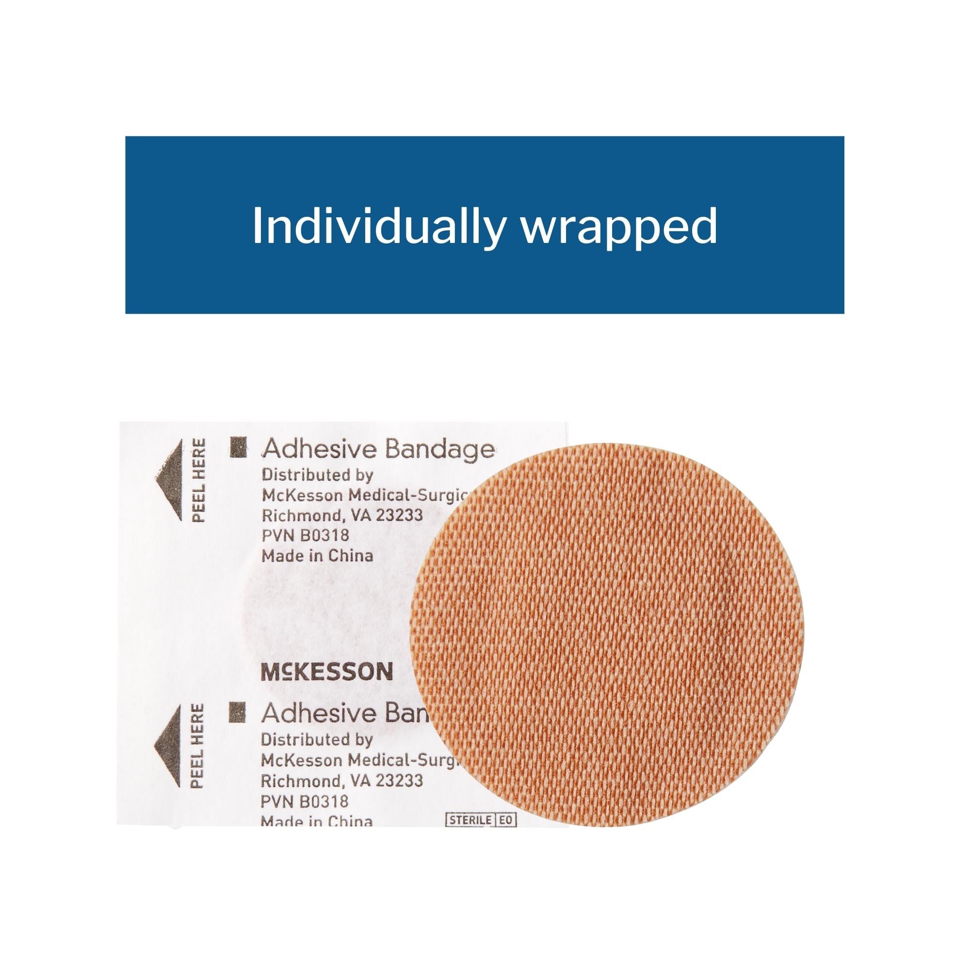 McKesson Round Tan Adhesive Spot Bandage, 1 Inch