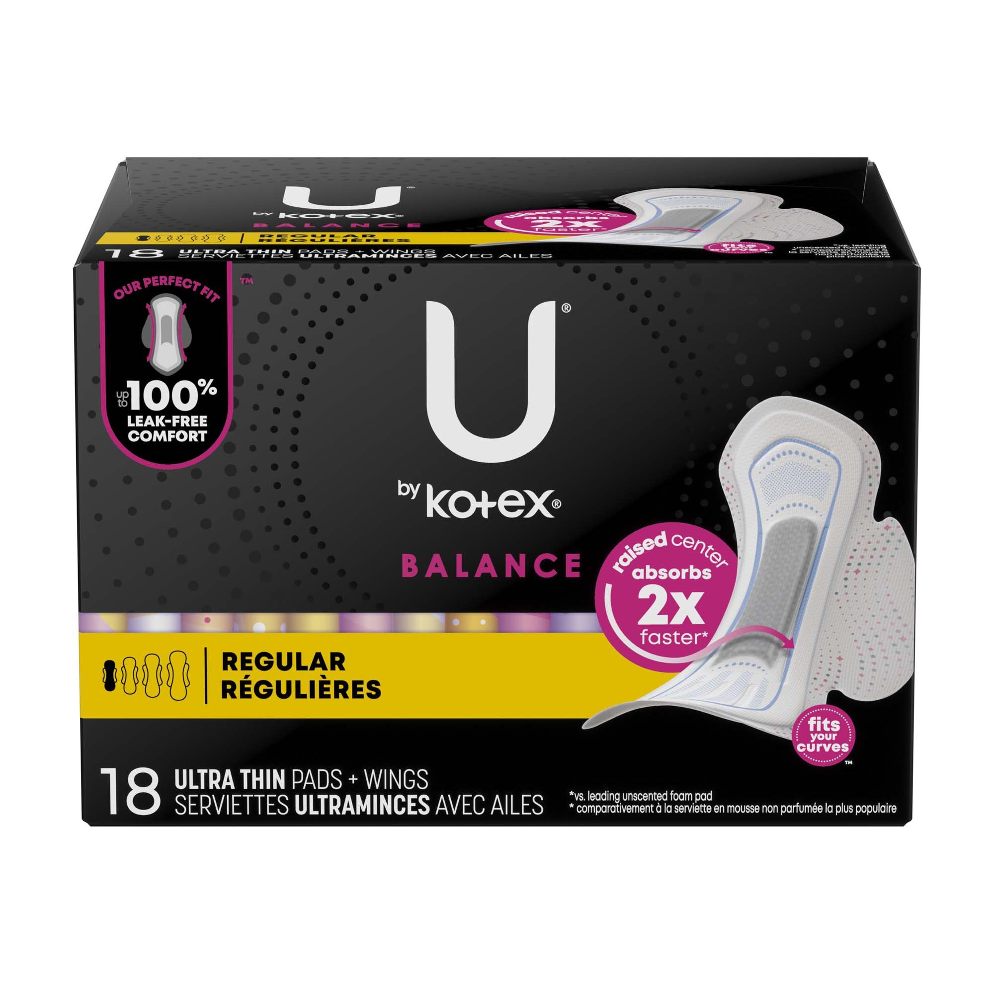 U by Kotex Balance Ultra Thin Charcoal Pads with Wings Regular
