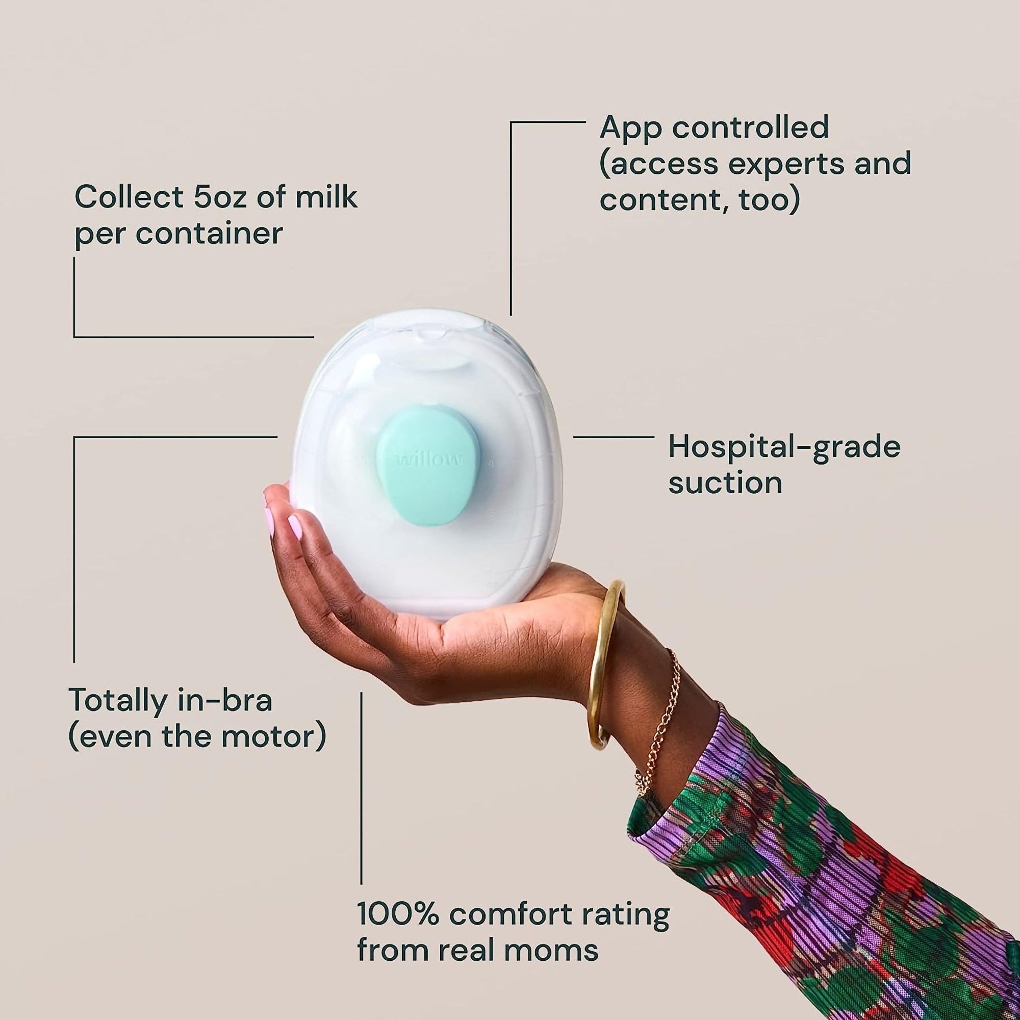 Willow Go Wearable Double Electric Breast Pump Kit - Case