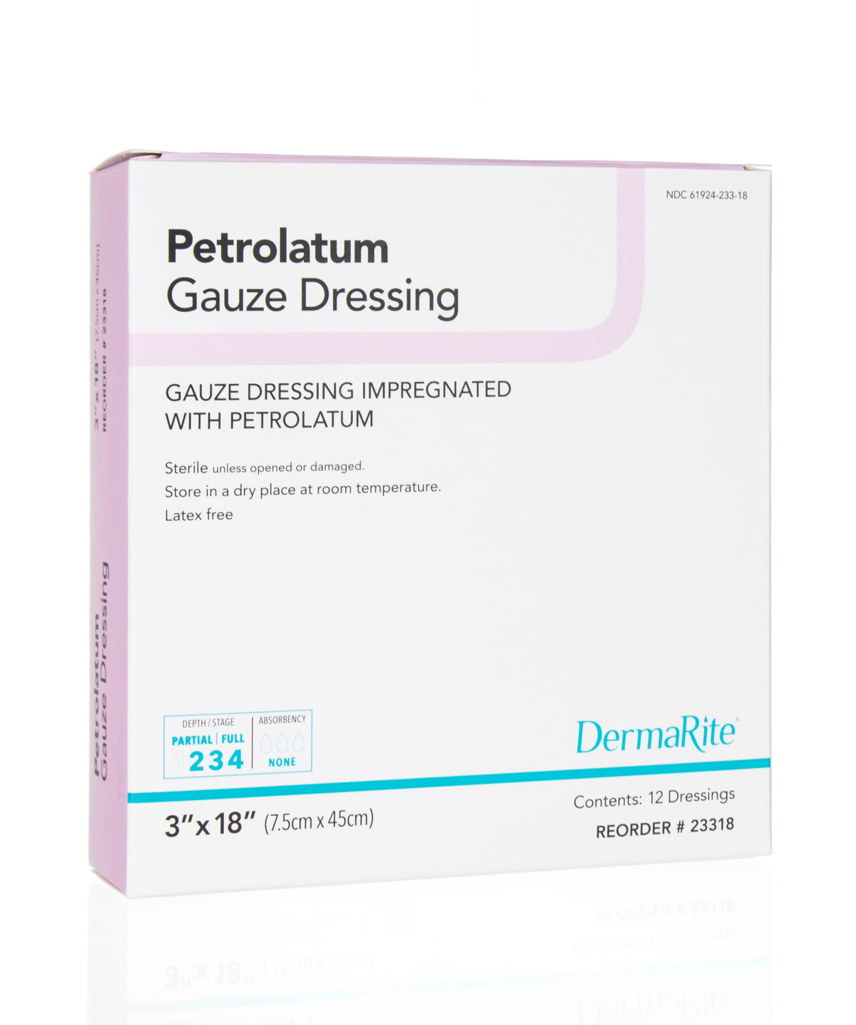 DermaRite® Petrolatum Impregnated Dressing, 3 x 18 Inch — Box of 12