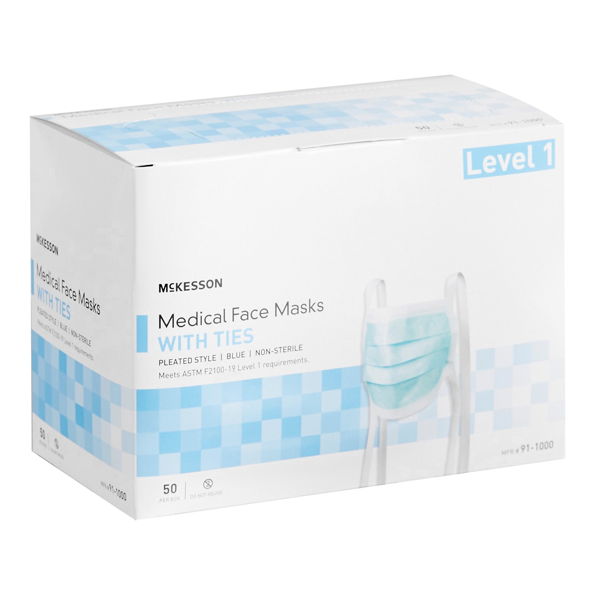 McKesson Classic Style Surgical Mask, Blue