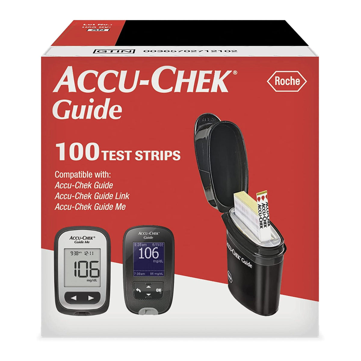 Accu-Chek® Guide Blood Glucose Test Strips — Box of 100
