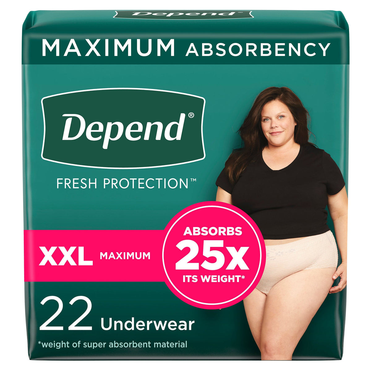 Depend® Fresh Protection™ Women's Maximum Absorbency Underwear, 2X-Large — Pack of 22