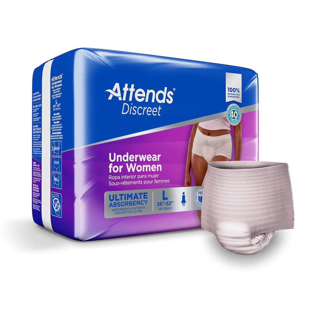 Attends® Discreet Women's Underwear, Level 5, Large — Bag of 18