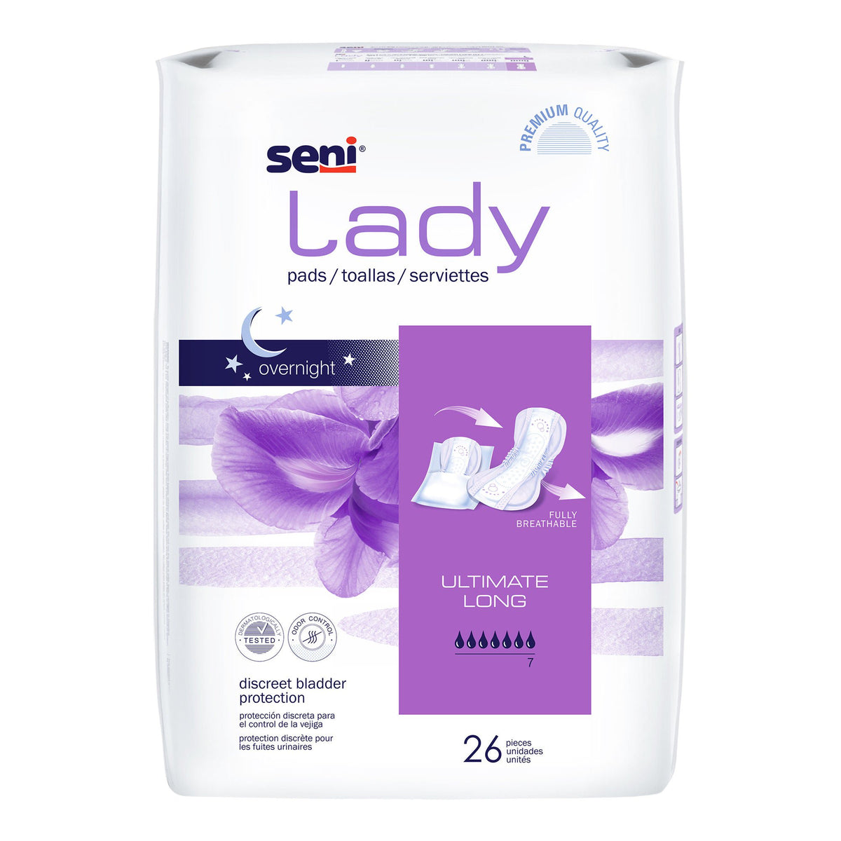 Seni® Lady Ultimate Absorbency Bladder Control Pads, Long — Pack of 26