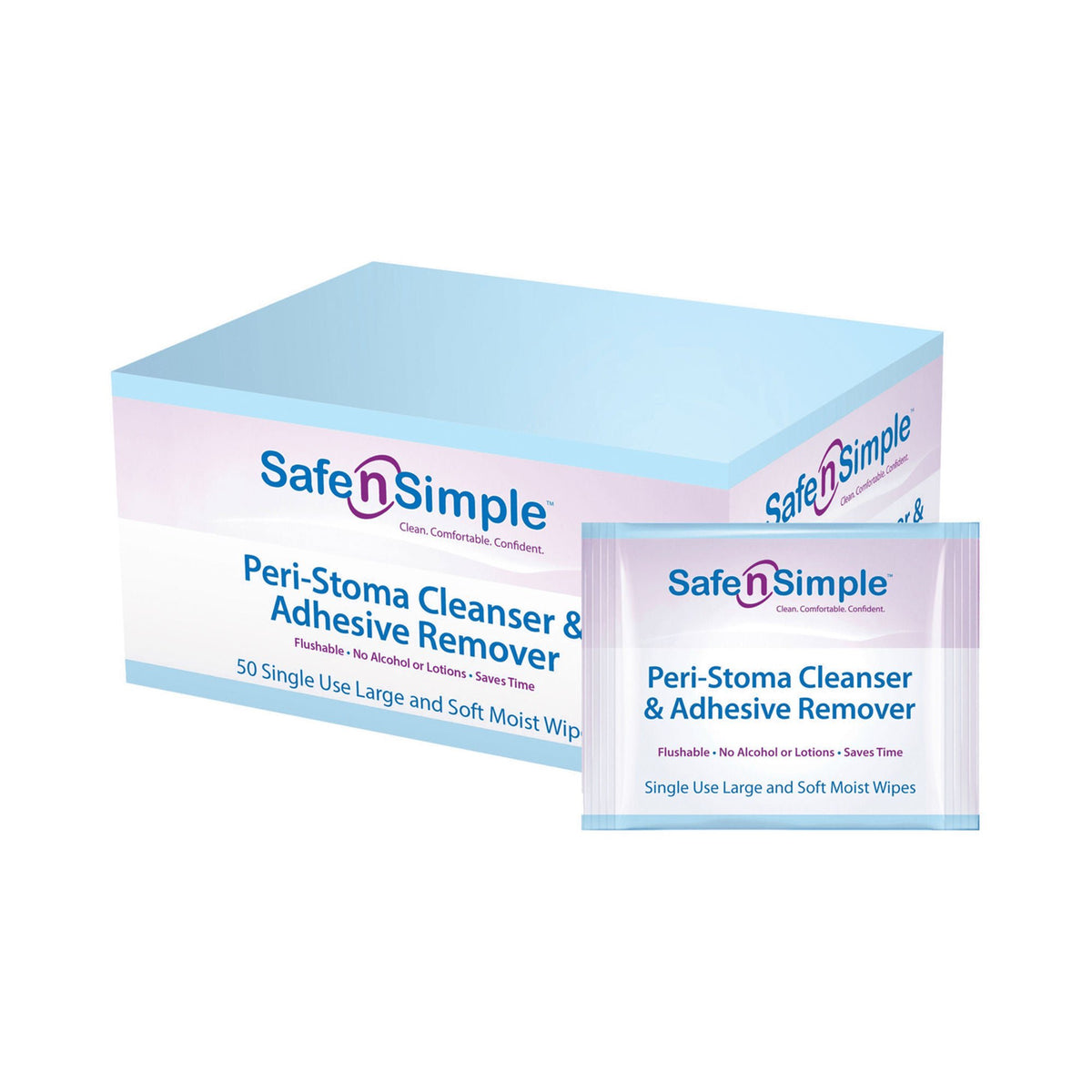 Safe N Simple™ Adhesive Remover, 5 x 7 Inch Wipe — Box of 50