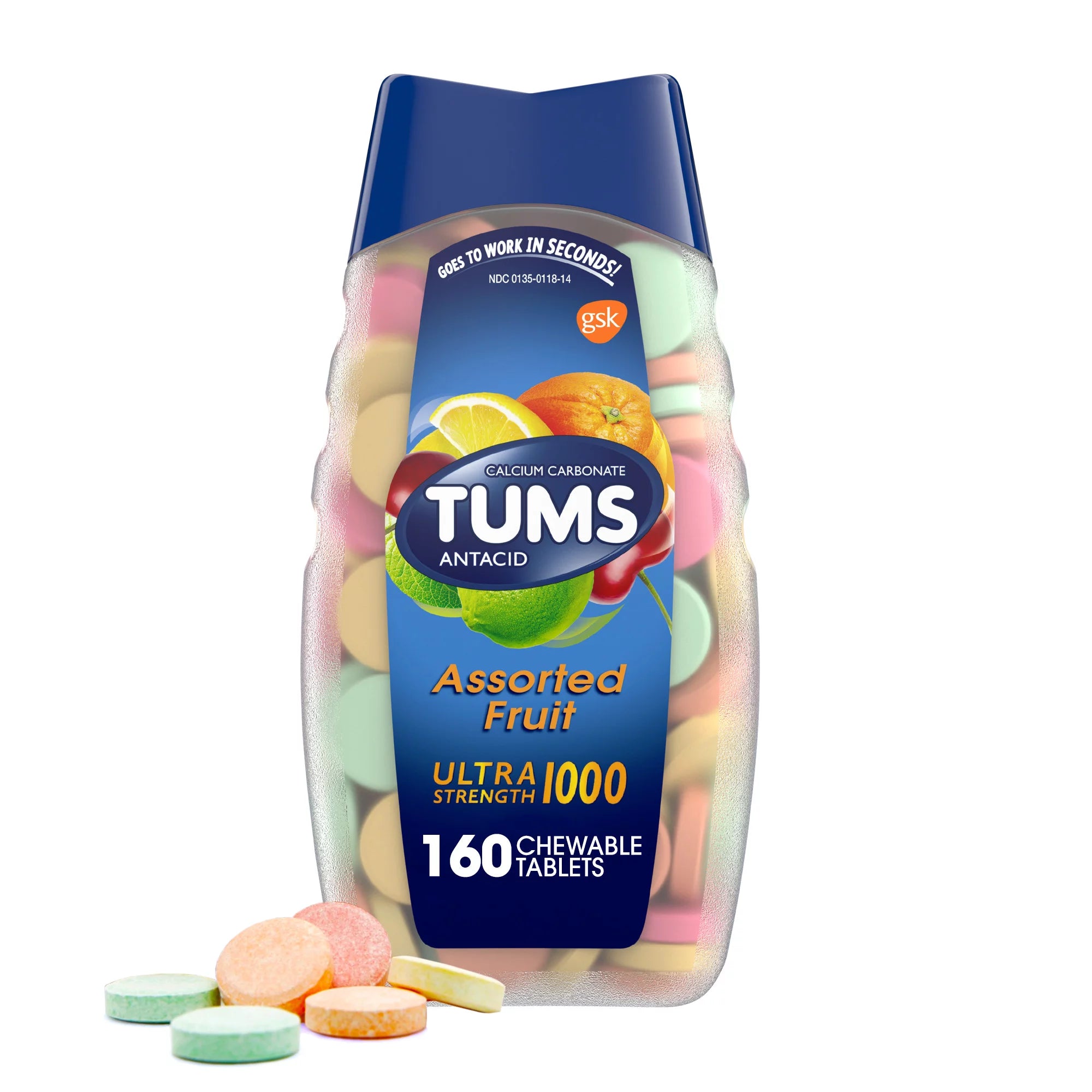 Tums Ultra Strength 1000 Antacid Chewable Tablets Assorted Fruit