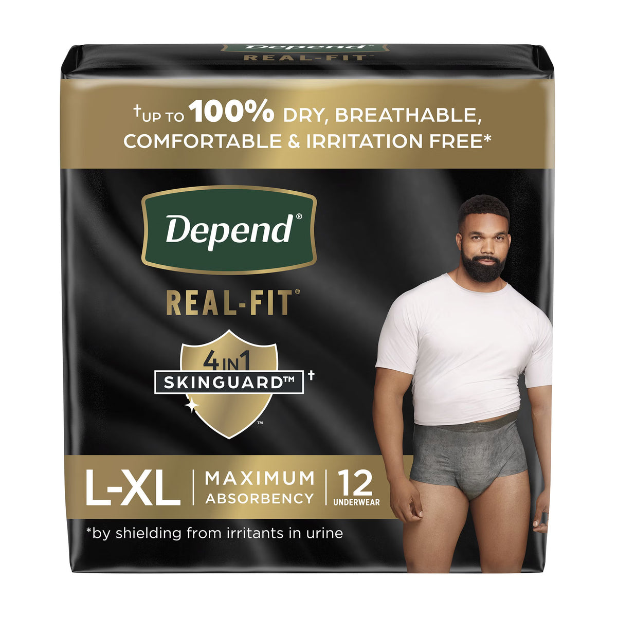 Depend® Real Fit® Underwear for Men, Large/X-Large — Pack of 12