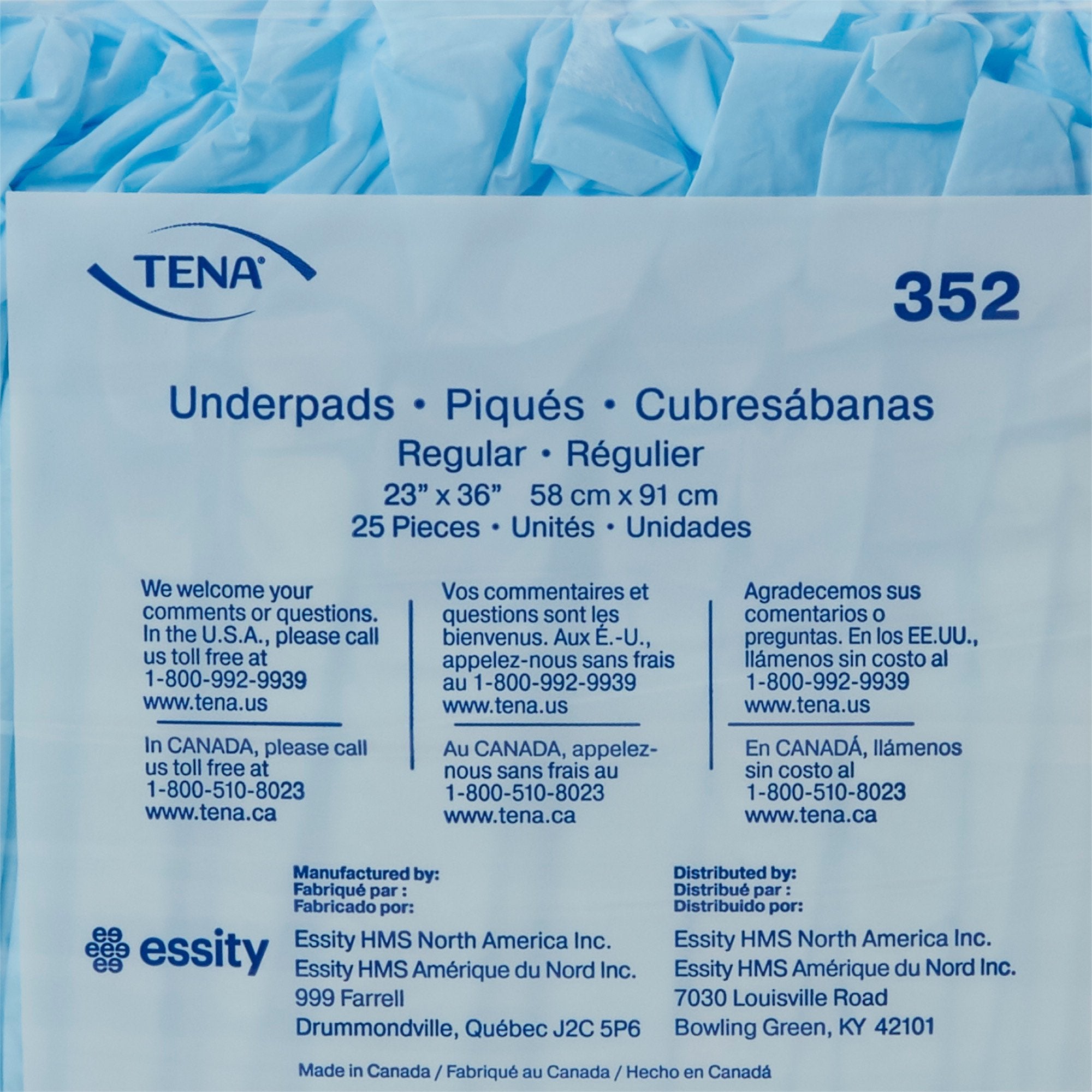 Tena Regular Underpads Light Absorbency 23 x 36 Inch