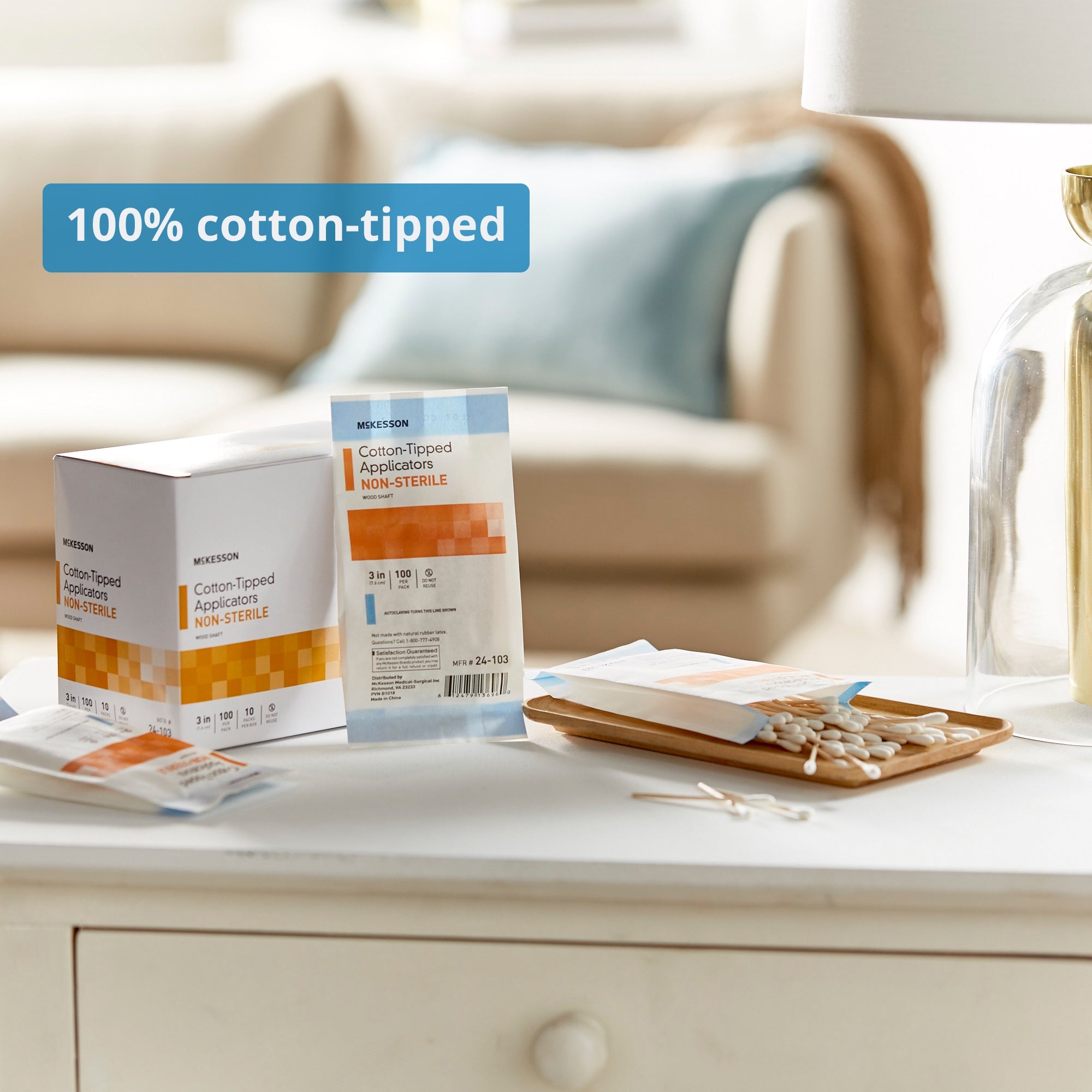 McKesson Nonsterile Cotton-Tip Swabsticks, 3 Inch