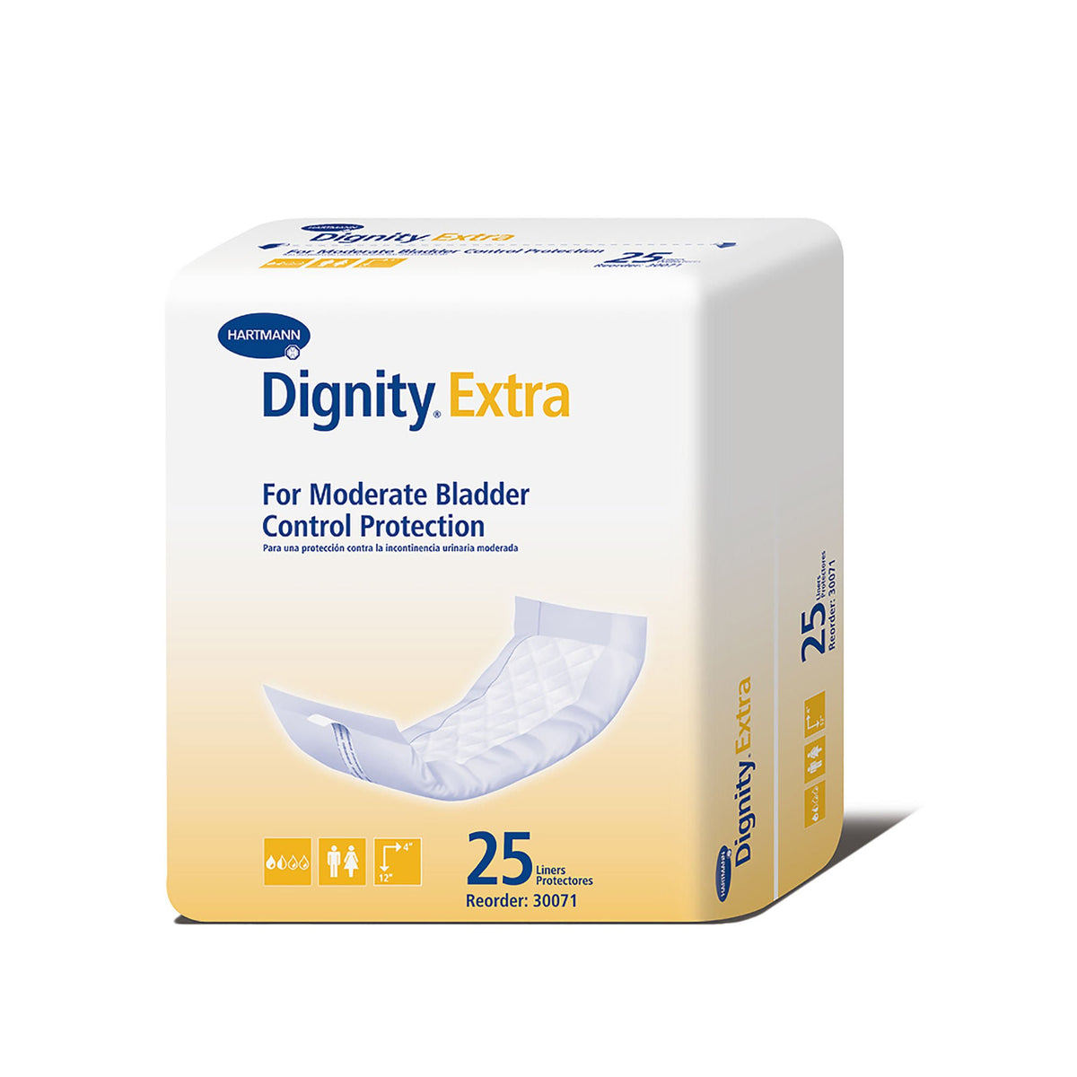Dignity® Extra™ For Moderate Incontinence Liner, 12-Inch Length — Bag of 25