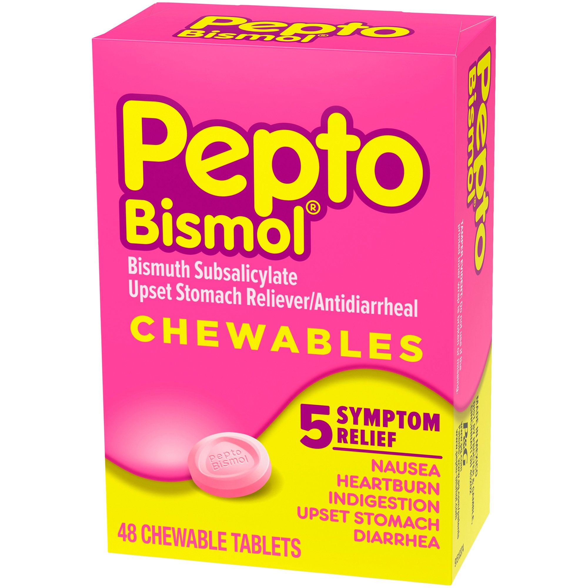 Pepto Bismol Bismuth Subsalicylate Anti-Diarrheal 48-Chewable Tablets