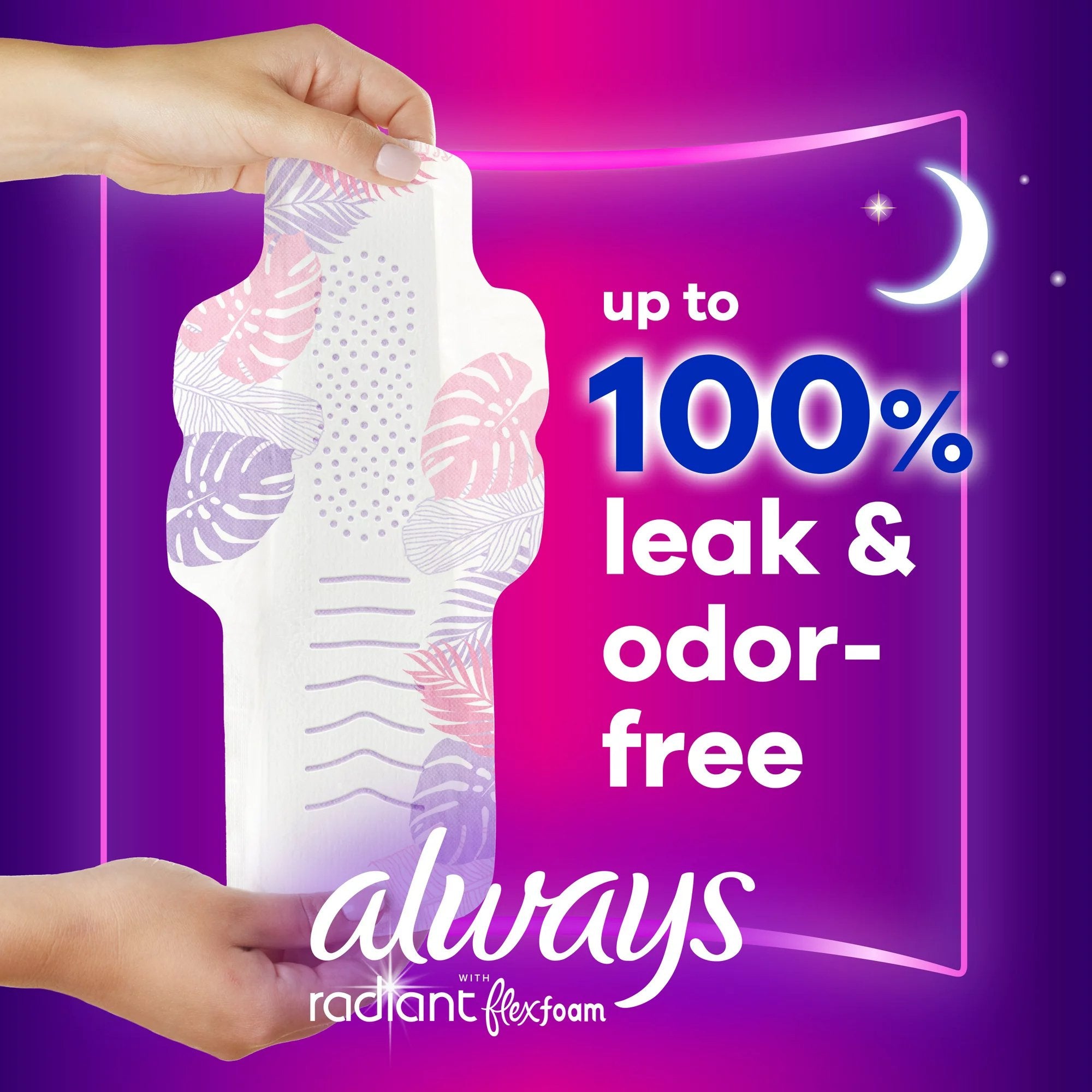 Always Radiant Overnight Pads, Size 4